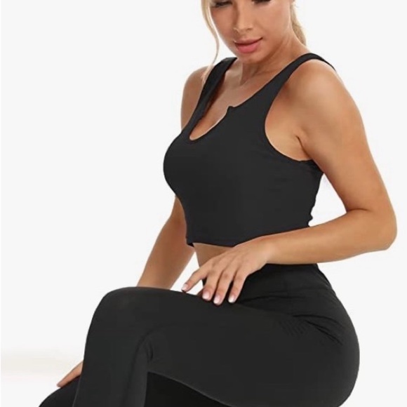 BUNDLE OF 2️⃣ We1Fit Longline Sports Bras Ribbed Cropped-Top Notched-Neck Size L - Picture 4 of 8